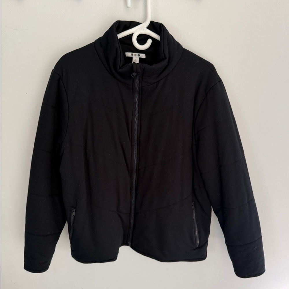 Three Dots Black Quilted Midweight Jacket
